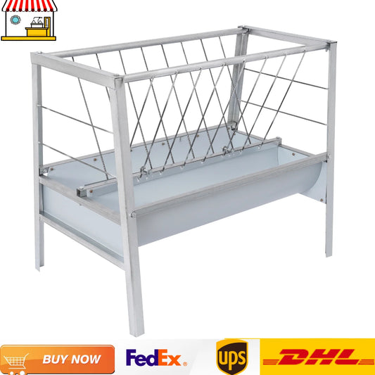 Metal Freestanding Hay Feeder Rack| Dual Side Livestock Feeding Tray for Goats,Cattle, and Horses| 200L