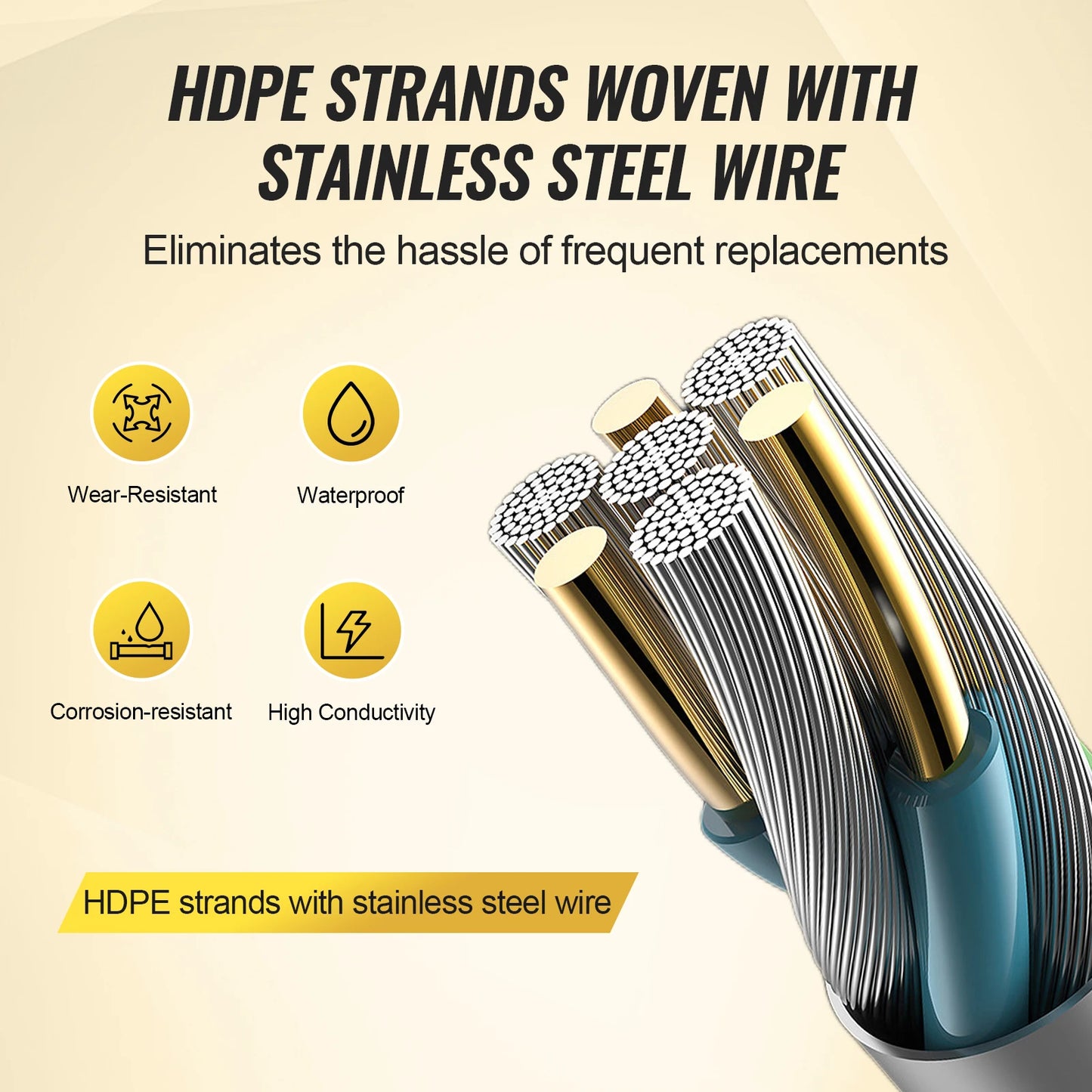 Electric Fence Wire Portable Polywire 6 Stainless Steel Strands for Reliable Conductivity and UV Fence Rope Line for Horse