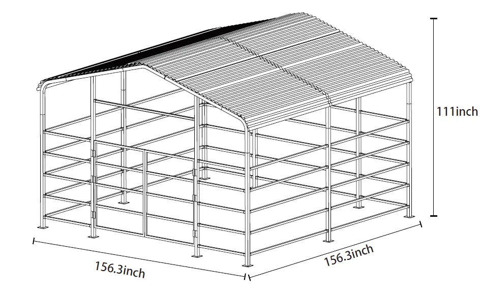 Heavy-duty Metal Livestock Shelter, Spacious 13 X 13ft Design, No. 13 Steel Frame for Wind Resistance, Durable Galvanized Steel