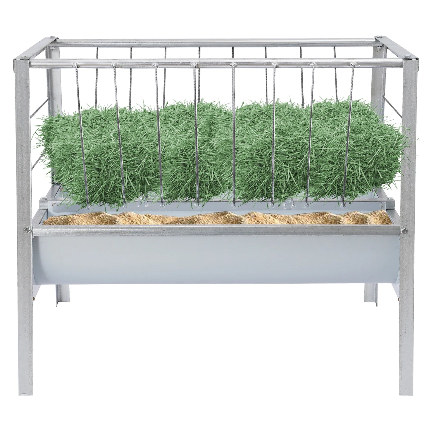 Metal Freestanding Hay Feeder Rack| Dual Side Livestock Feeding Tray for Goats,Cattle, and Horses| 200L