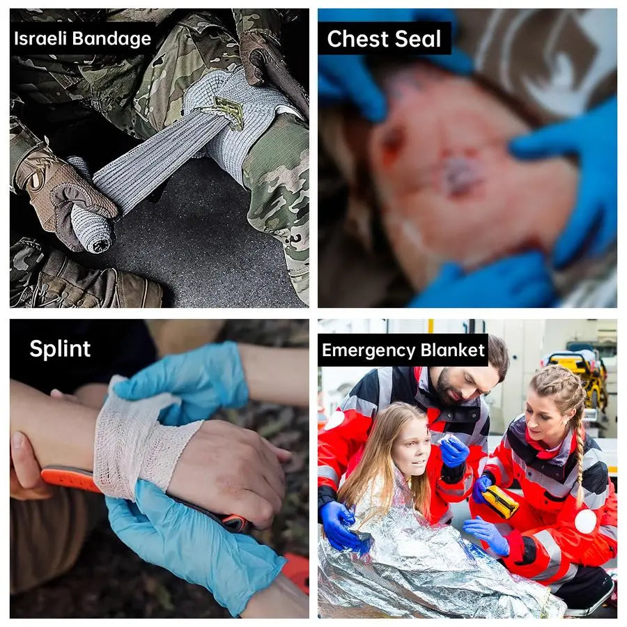 Trauma Kit, Compact Tactical IFAK Emergency Survival First Aid Kits Hemostatic Combat Wound Care Molle Pouch with Israeli Bandag