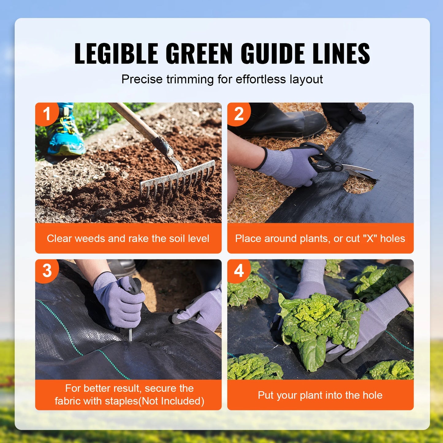 3FTx50FT Premium Heavy Duty Weed Barrier Landscape Fabric 3.2OZ Woven Geotextile Fabric Under Gravel High Permeability