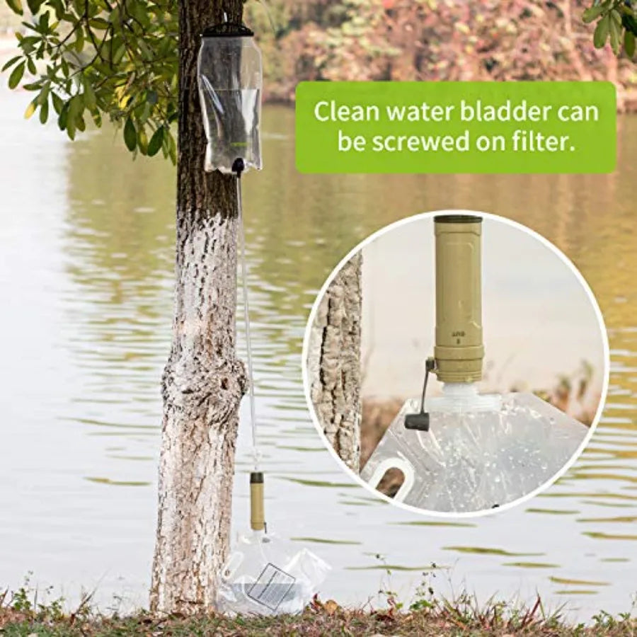 Gravity Water Purifier Straw Fairly Light and Easily Packed. Multi Use for Group Camping and Famliy Emergency Prepardness