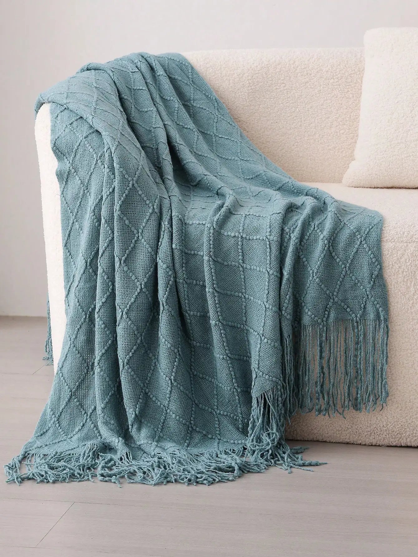 1pc Knitted Blanket, Sofa Throw Rug, Bedspread, Shawl For Napping At Office, Summer Use