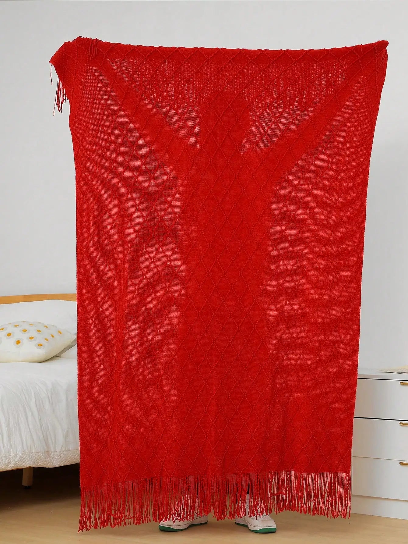 1pc Knitted Blanket, Sofa Throw Rug, Bedspread, Shawl For Napping At Office, Summer Use