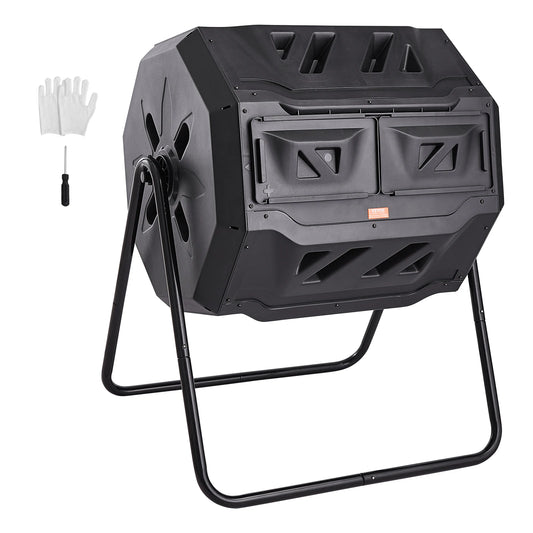 Compost Bin 18.5/37/43Gal Dual Chamber Composting Tumbler BPA FreeComposter Bin Tumbler for Garden Kitchen Yard Outdoor