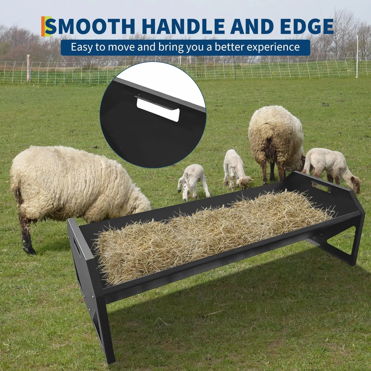 22 Gallon Heavy Duty Galvanized Steel Livestock Feeder Hay Trough Rustproof V-Shaped Bottom For Horse Goat Sheep Cattle Alpaca