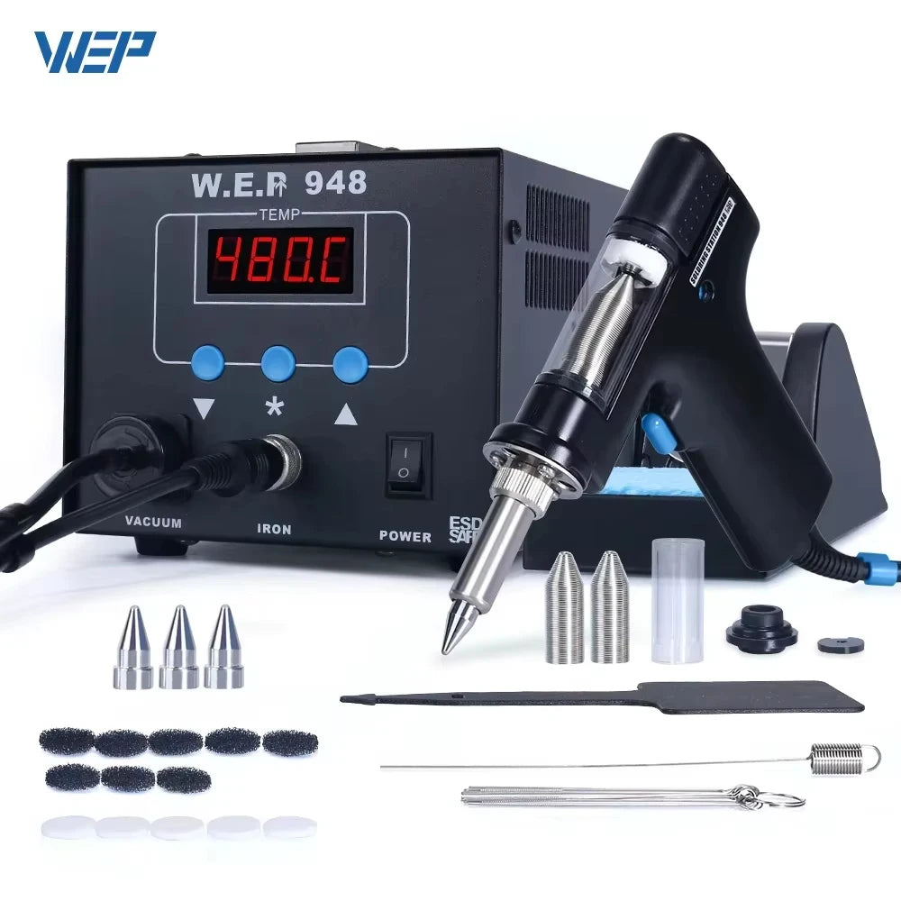 948D-III 2-IN-1 ESD Safe Desoldering Station With Fast-Heating Desoldering Gun And Soldering Iron High Power WEP 948 Station