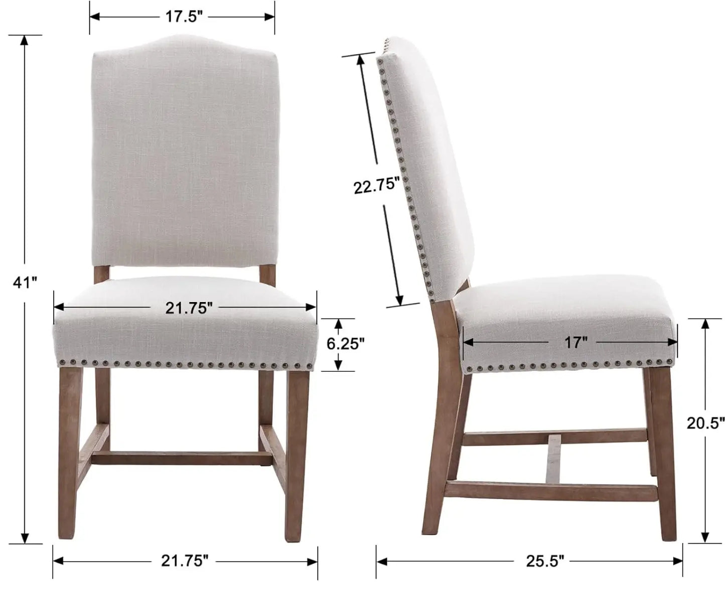 Farmhouse Dining Chairs Set of 4 Upholstered Dining Room Chairs with Wood Legs and Nailhead Trim Mid Century Modern, Customized