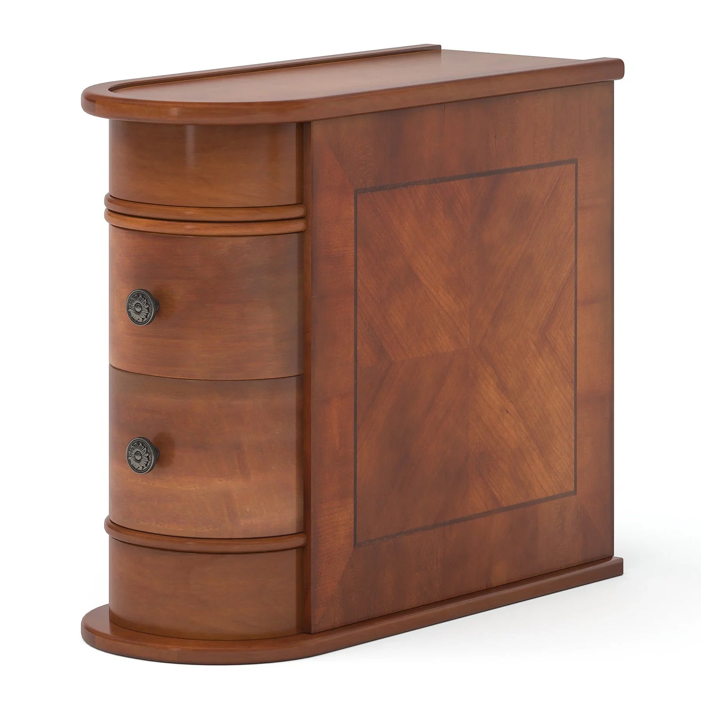 End Table Round Solid Wood Sofa Bedside Narrow Bedroom Side Table Nightstand with Drawer