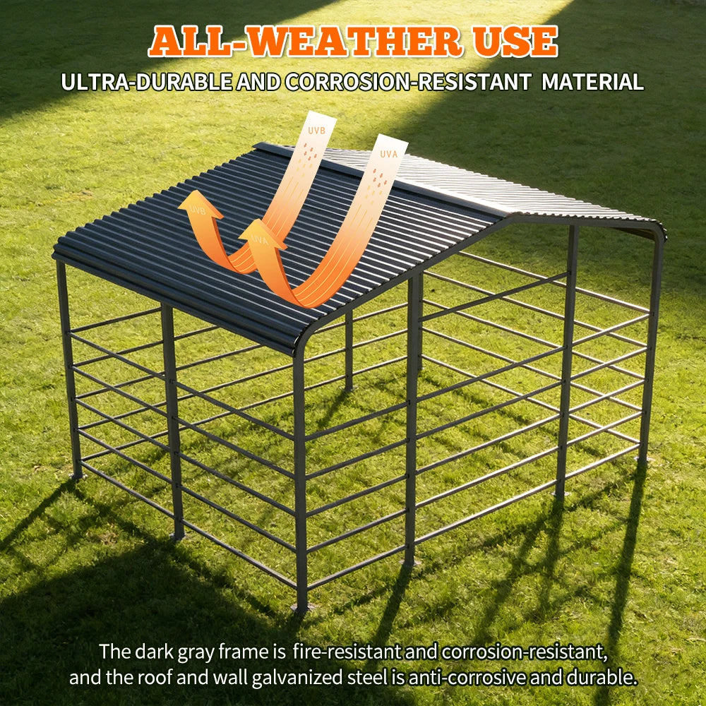 Heavy-duty Metal Livestock Shelter, Spacious 13 X 13ft Design, No. 13 Steel Frame for Wind Resistance, Durable Galvanized Steel
