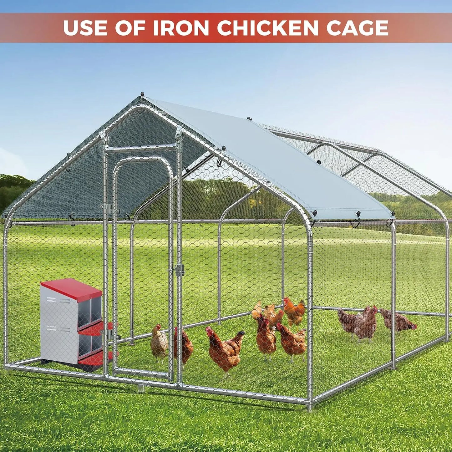 Chicken Nesting Box 4 Compartment Roll Away Design Automatic Roll-Out Egg Collection with Perch Wall Mount for Hens Ducks Rabbit