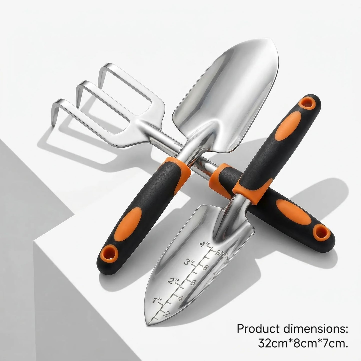 3-Piece Ergonomic Gardening Tool Set Stainless Steel Trowel Transplant Trowel Cultivator for Home Garden Weeding and Planting