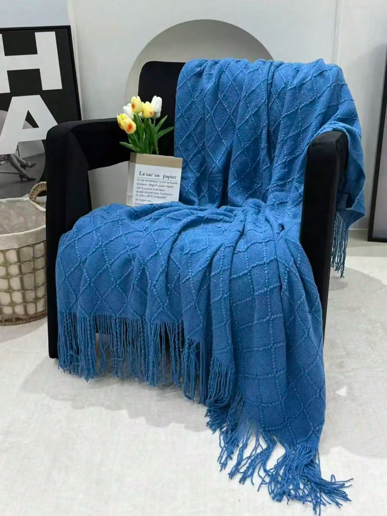 1pc Knitted Blanket, Sofa Throw Rug, Bedspread, Shawl For Napping At Office, Summer Use