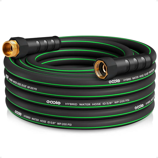 Heavy Duty 25ft Garden Hose, Non-Expandable Flexible Water Hose, Kink Resistant Lightweight Hybrid, Leakproof Fittings