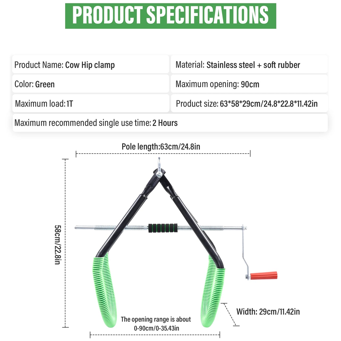 Cow Hip Lift, Heavy-Duty Cattle Lifter - Steel Cow Lift with Adjustable Pitch, Triangular Support Stand Up Assist Tool for Calving Milking Birthing Dystocia and Recovery Aid - 2204lb Capacity