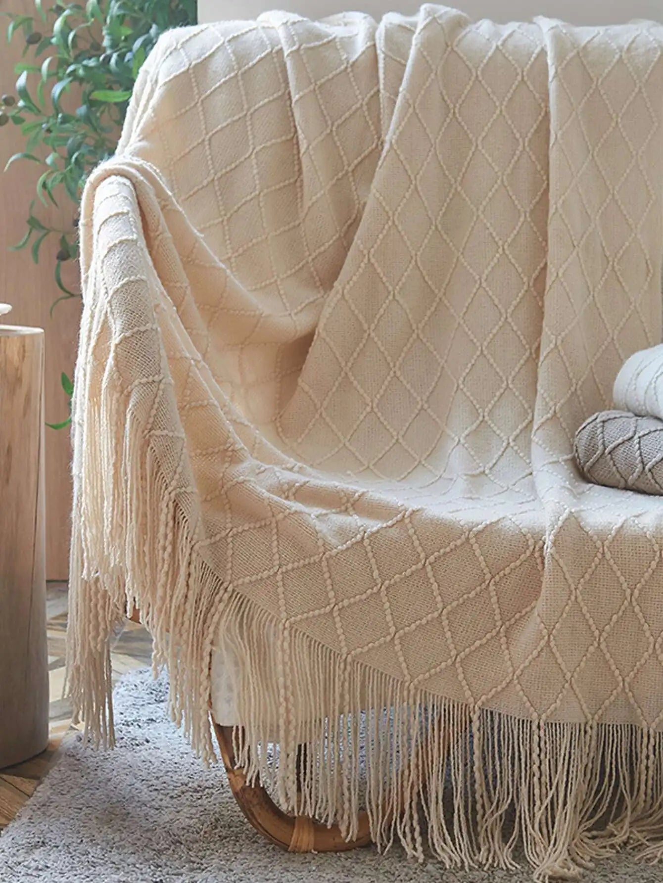 1pc Knitted Blanket, Sofa Throw Rug, Bedspread, Shawl For Napping At Office, Summer Use
