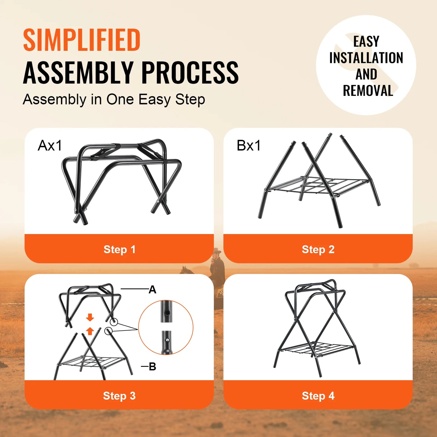 Folding Saddle Rack 28 x 19 x 37.5 in Freestanding Horse Saddle Stand Steel Saddle Rack for English & Western Saddles