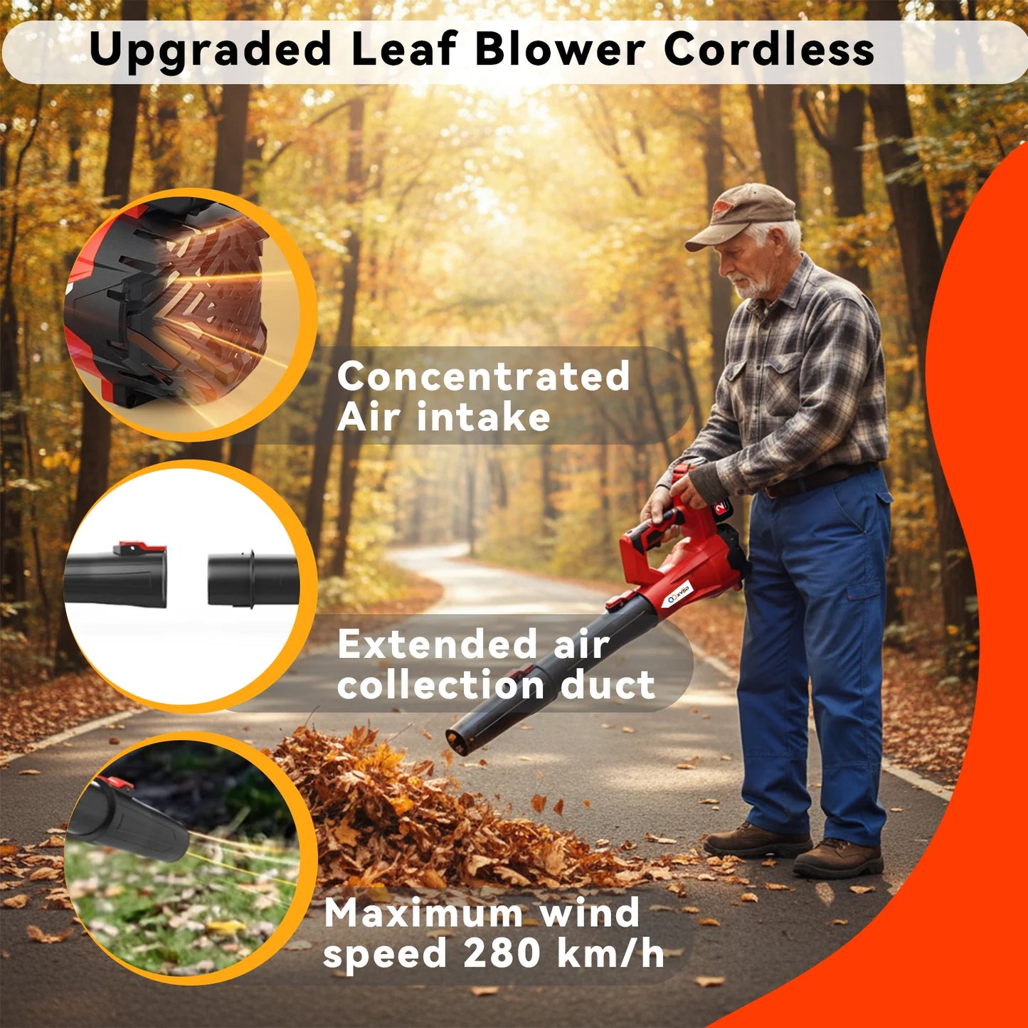 Cordless Leaf Blower, 650 CFM Electric Jet Blower with 21V 4.5Ah Battery, 6 Speed Modes Portable Leaf Blower for Lawn Care
