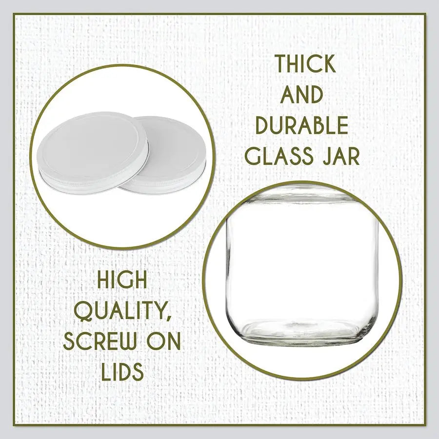 6 PackHalf Gallon Glass Mason Jar Wide Mouth with Airtight Metal Lid Fermenting Kombucha Kefir Curing Pickling, Storing and Cann